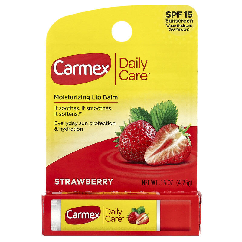 Carmex Daily Care, увлажняющий бальзам для губ с клубникой, SPF 15 — фото 2