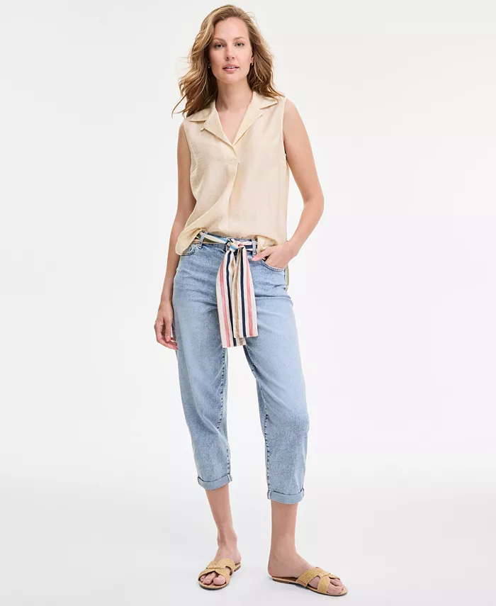 

Женские укороченные джинсы прямого кроя с поясом Nautica Jeans, синий