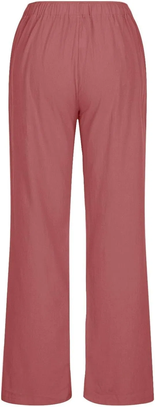 Широкие брюки Cotton Linen, розовые — фото 4