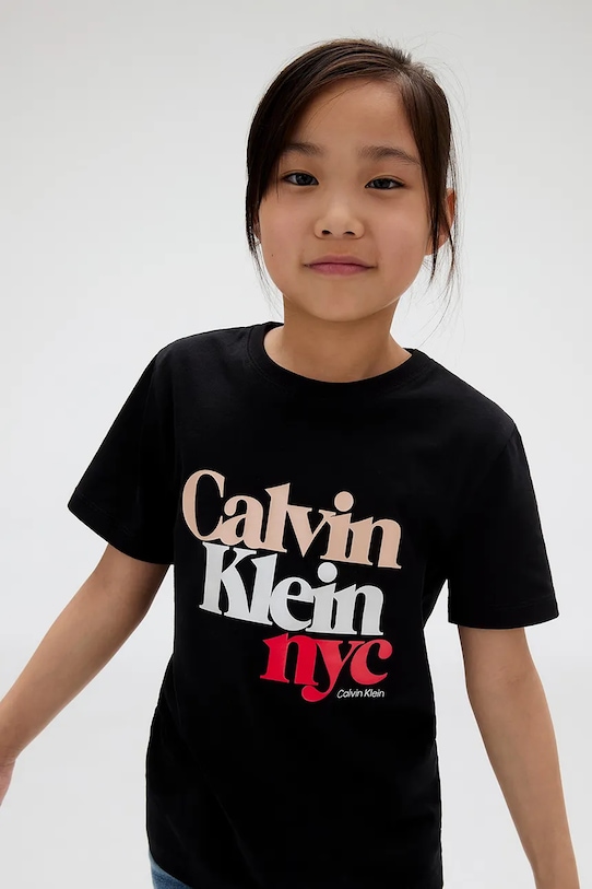 

Детская хлопковая футболка Calvin Klein Jeans, черный