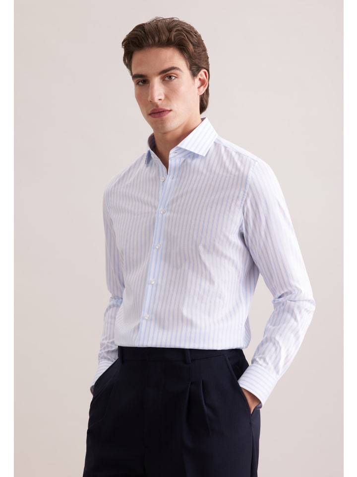 

Seidensticker Приталенная деловая рубашка светло-голубого цвета