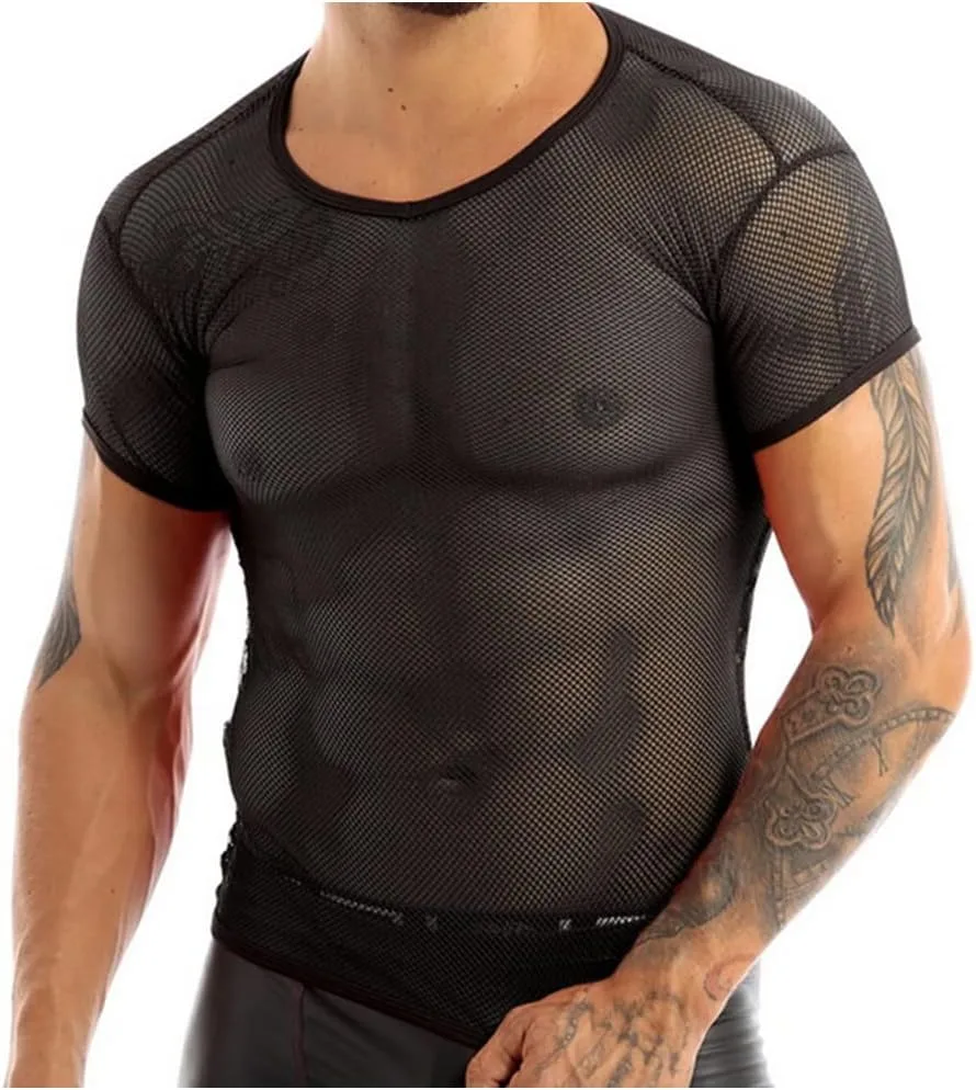 

Мужская прозрачная футболка Fishnet Mesh с коротким рукавом HSQSMWJ