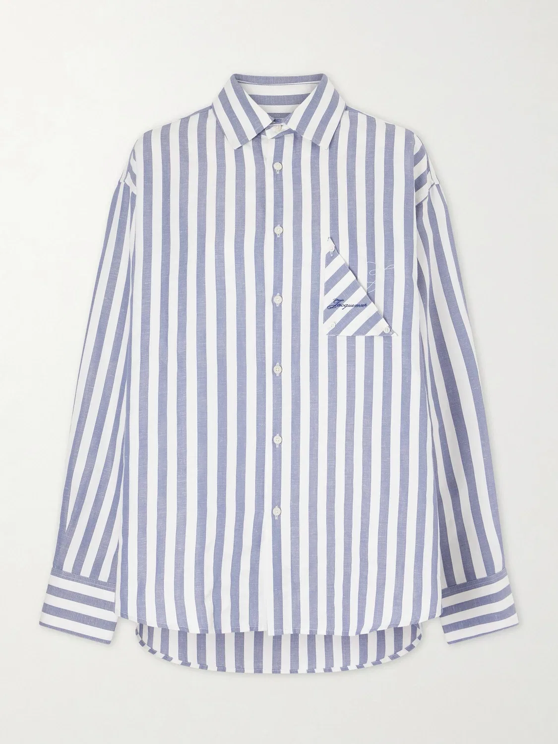 Рубашка Voilier из хлопкового поплина в полоску JACQUEMUS, синий