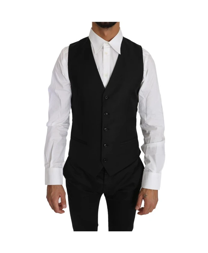 

Роскошный формальный жилет из шерстяной смеси Dolce & Gabbana, черный