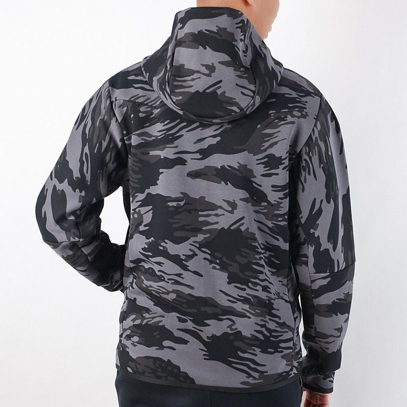 Худи AS Men's Nike Sportswear TCH FLC Hoodie FZ AOP IRON GREY — фото 3