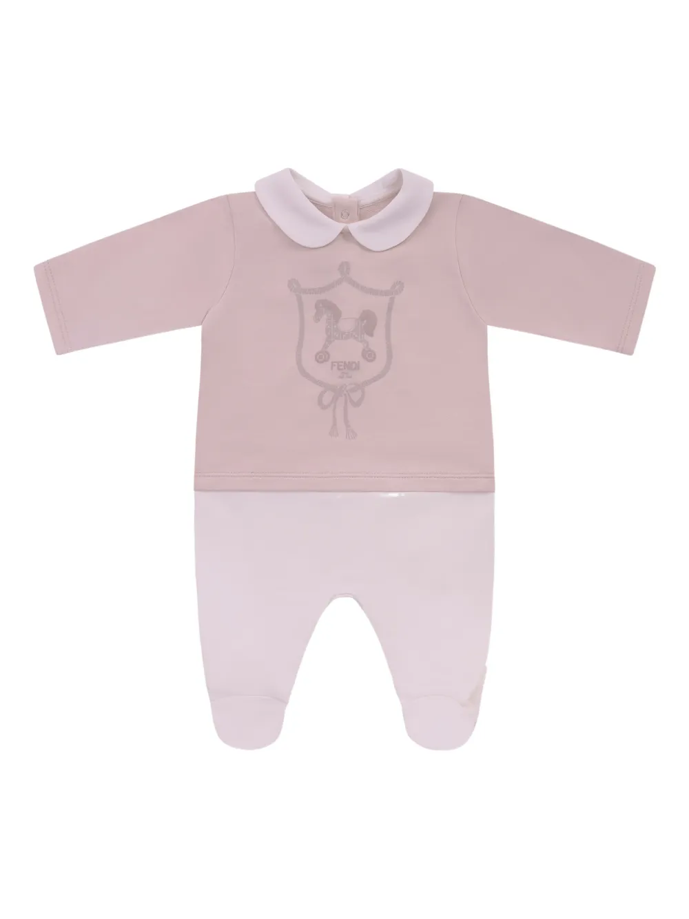 Комплект боди с логотипом Fendi Kids, розовый — фото 3