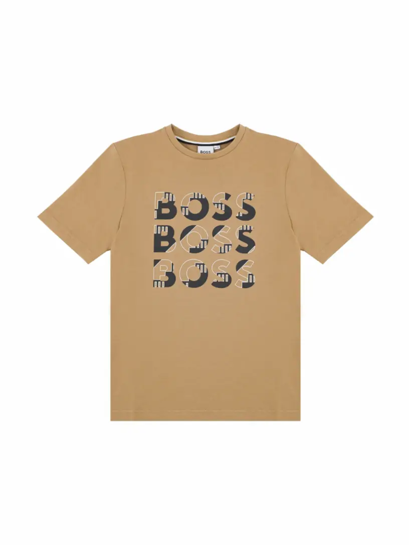 

Хлопковая футболка с логотипом BOSS, коричневый