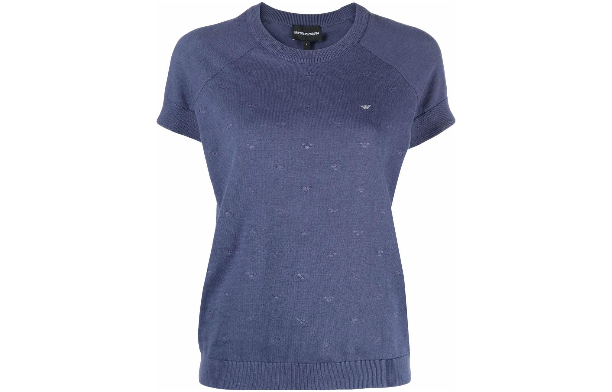 

EMPORIO ARMANI Футболка с рукавом реглан женская синяя, Синий, EMPORIO ARMANI Футболка с рукавом реглан женская синяя