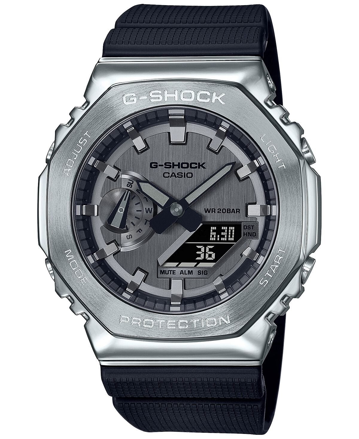 

Мужские часы с черным и серебристым ремешком, 45,2 мм G-Shock