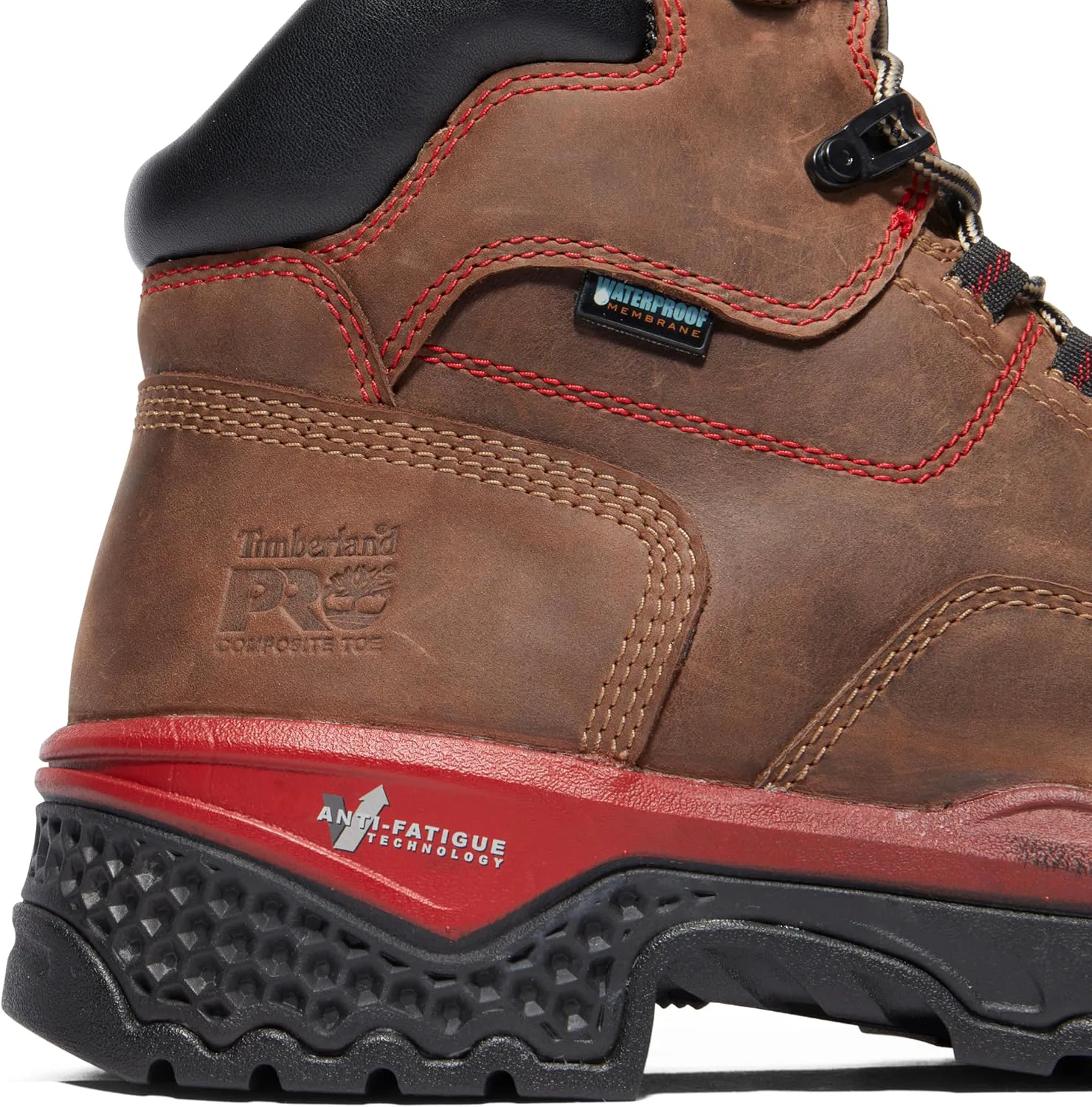 Мужские рабочие ботинки Timberland PRO Bosshog с композитным носком, водонепроницаемые, высотой 6 дюймов, коричневый/красный — фото 2