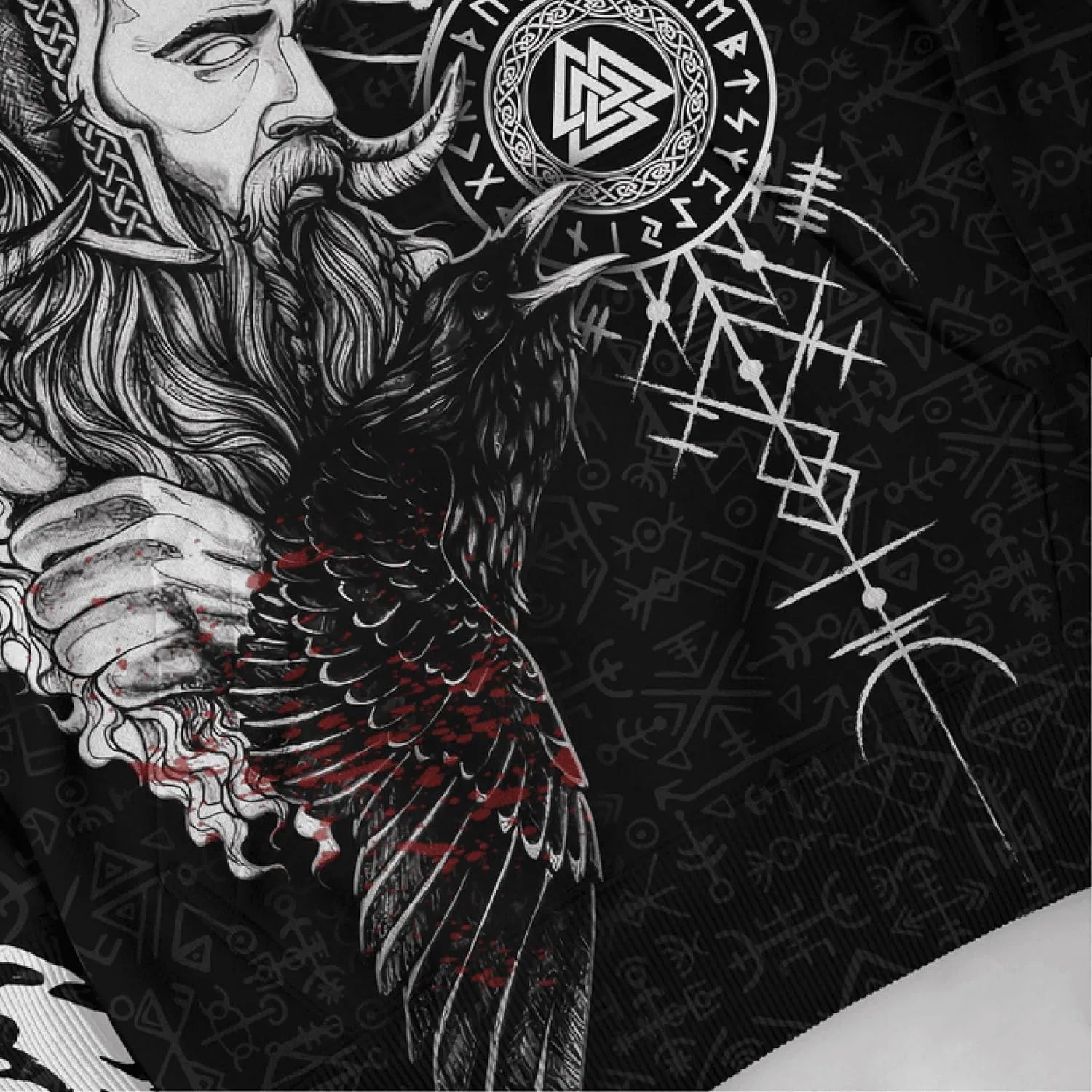 Мужская шерстяная куртка Viking Vegvisir Valknut, толстовка на молнии, парка средней длины, зимний плащ с капюшоном, повседневная куртка с роговой пряжкой, теплая мантия — фото 2