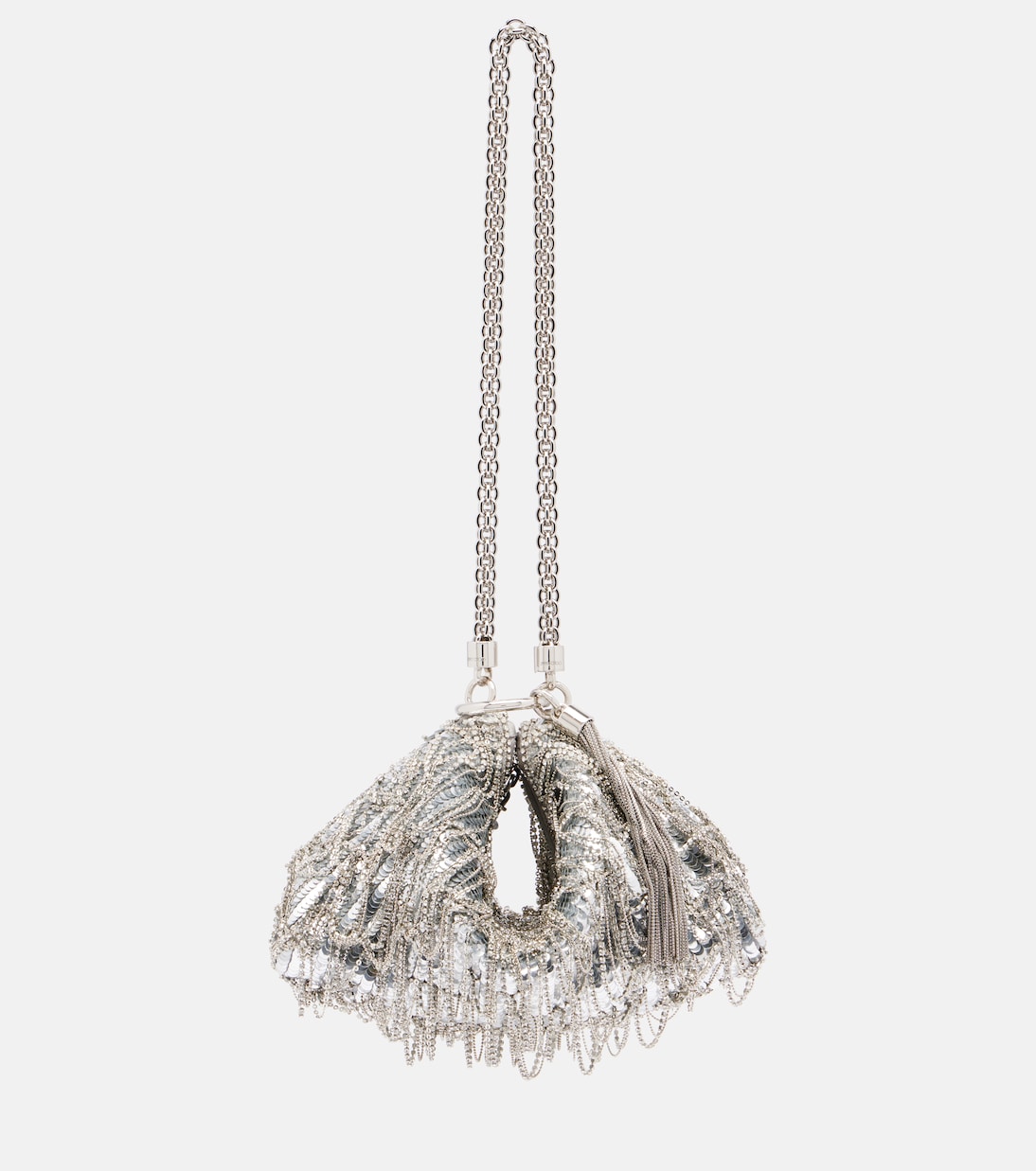 

Клатч Callie Mini из атласа с пайетками Jimmy Choo, Silver Mix/Silver
