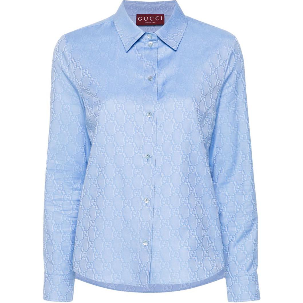 Gg Motif Oxford рубашка GUCCI, cornflower синий — фото 3