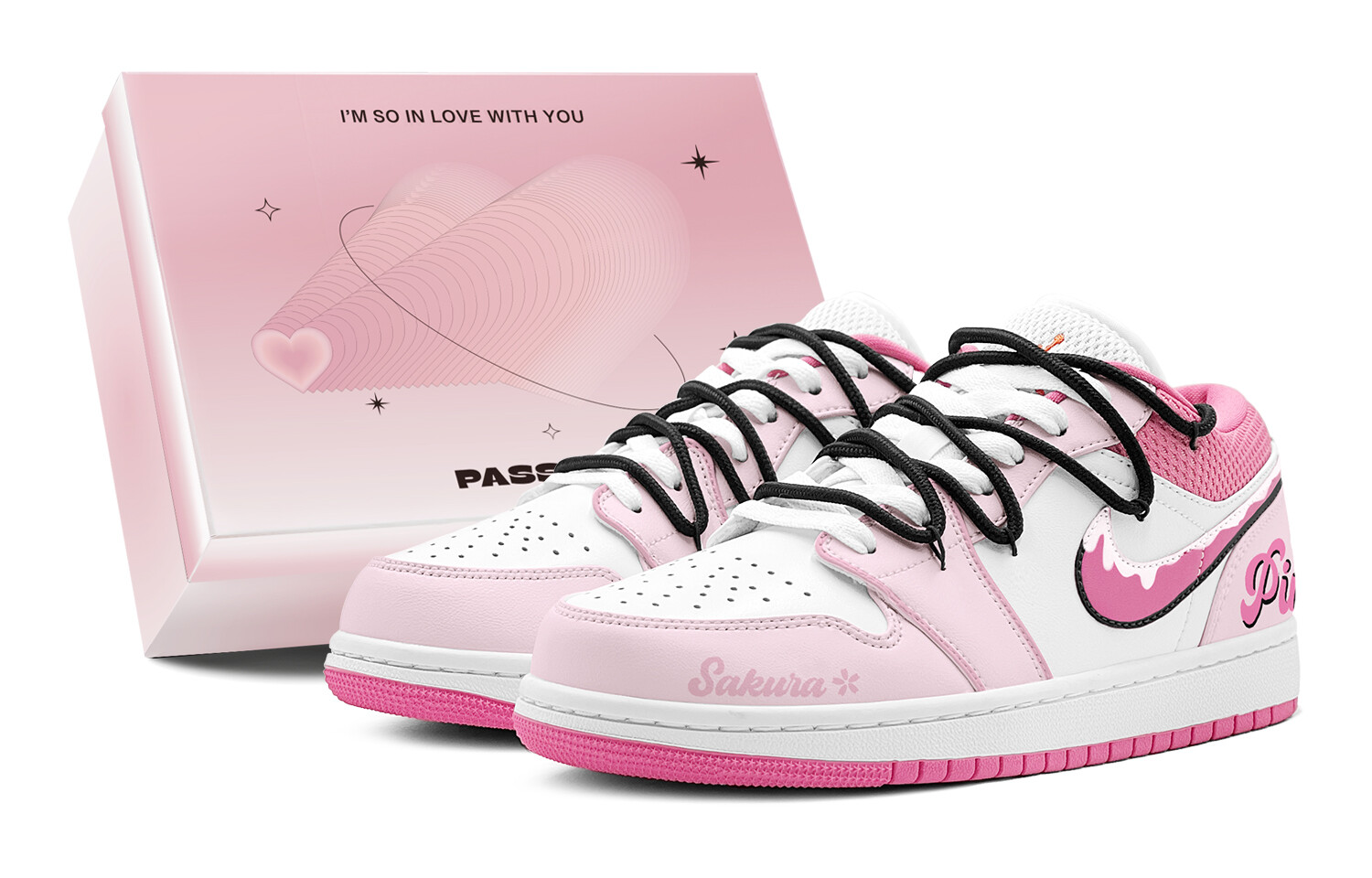 

Кроссовки Air Jordan 1 Vintage Basketball Shoes Women's Low-top Black, розовый