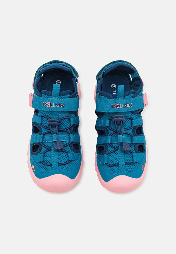 Детские сандалии для ходьбы kristiansand xt унисекс Trollkids, Harbor Blue/ Peony Rose/Madeira Blue — фото 4
