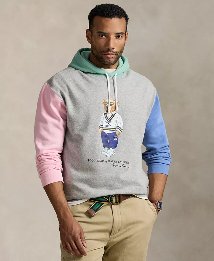 

Мужская утепленная толстовка с капюшоном Polo Bear больших размеров Polo Ralph Lauren, серый