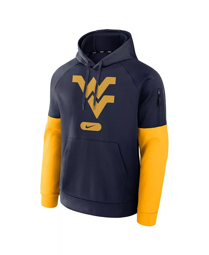 Мужская синяя толстовка с капюшоном West Virginia Mountaineers для тренировок Nike — фото 2