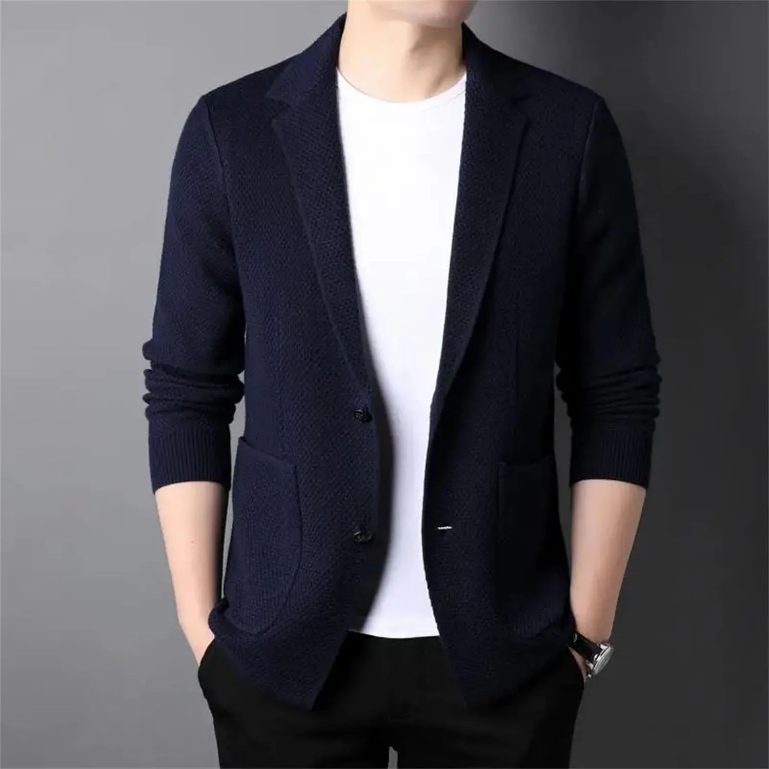 Мужской кардиган с длинным рукавом Slim Fit — фото 4