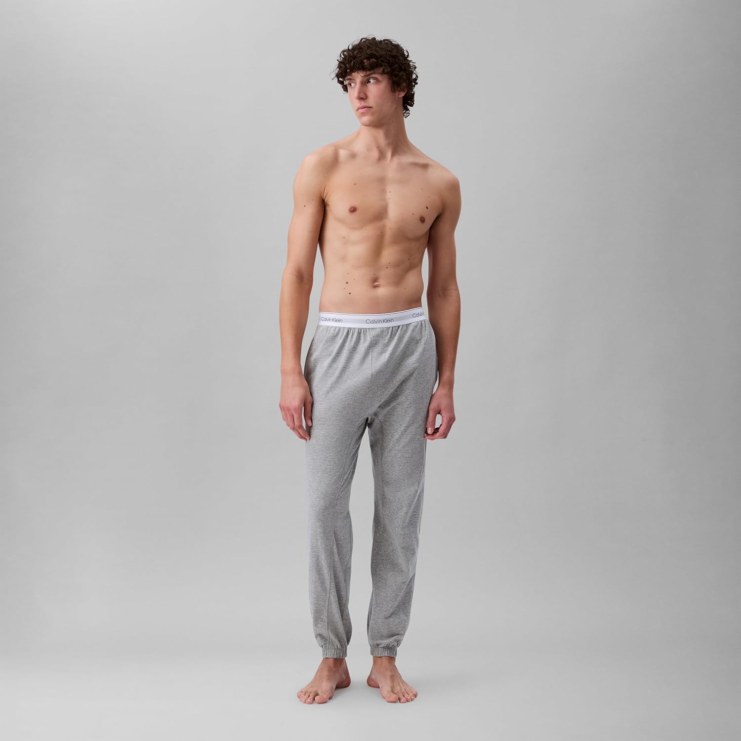 Мужские современные хлопковые спортивные брюки Calvin Klein, Grey Heather — фото 3