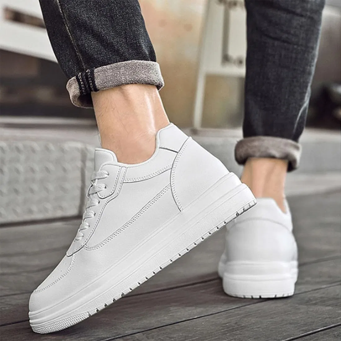 Кроссовки Elevate Shoes for Men and Women, Shoes with Risers for Men, Height Increase 4/6/8/10 cm, Breathable, Non-Slip, Invisible Ruileyou, Black 10 Cm — фото 2