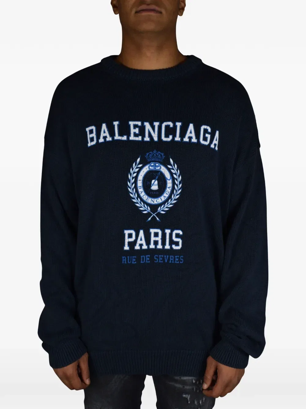 Толстовка в рубчик с логотипом Balenciaga, синий
