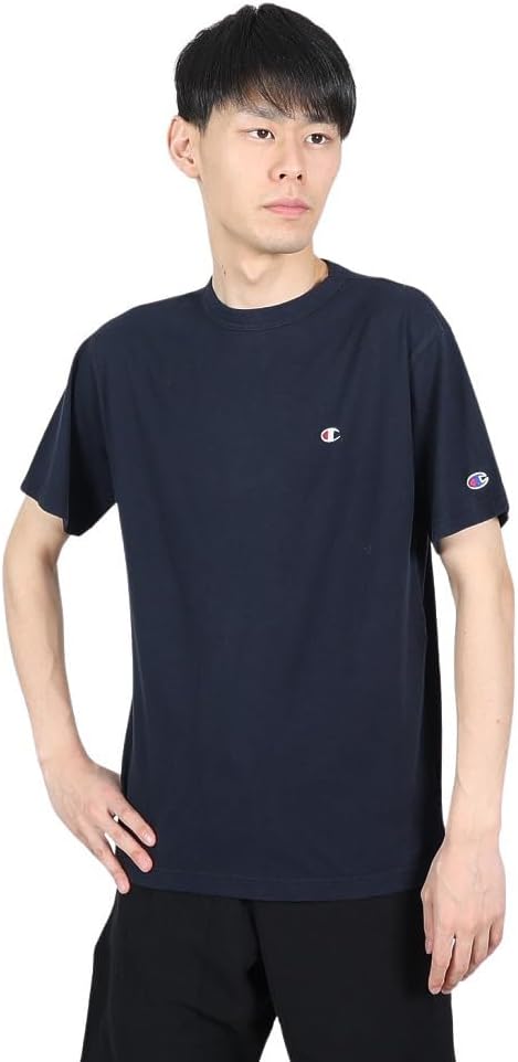 

Мужская футболка Champion C3-X352 с коротким рукавом, круглый вырез, 100% хлопок, вышивка, логотип One Point, футболка с коротким рукавом, базовый стиль, темно-синий