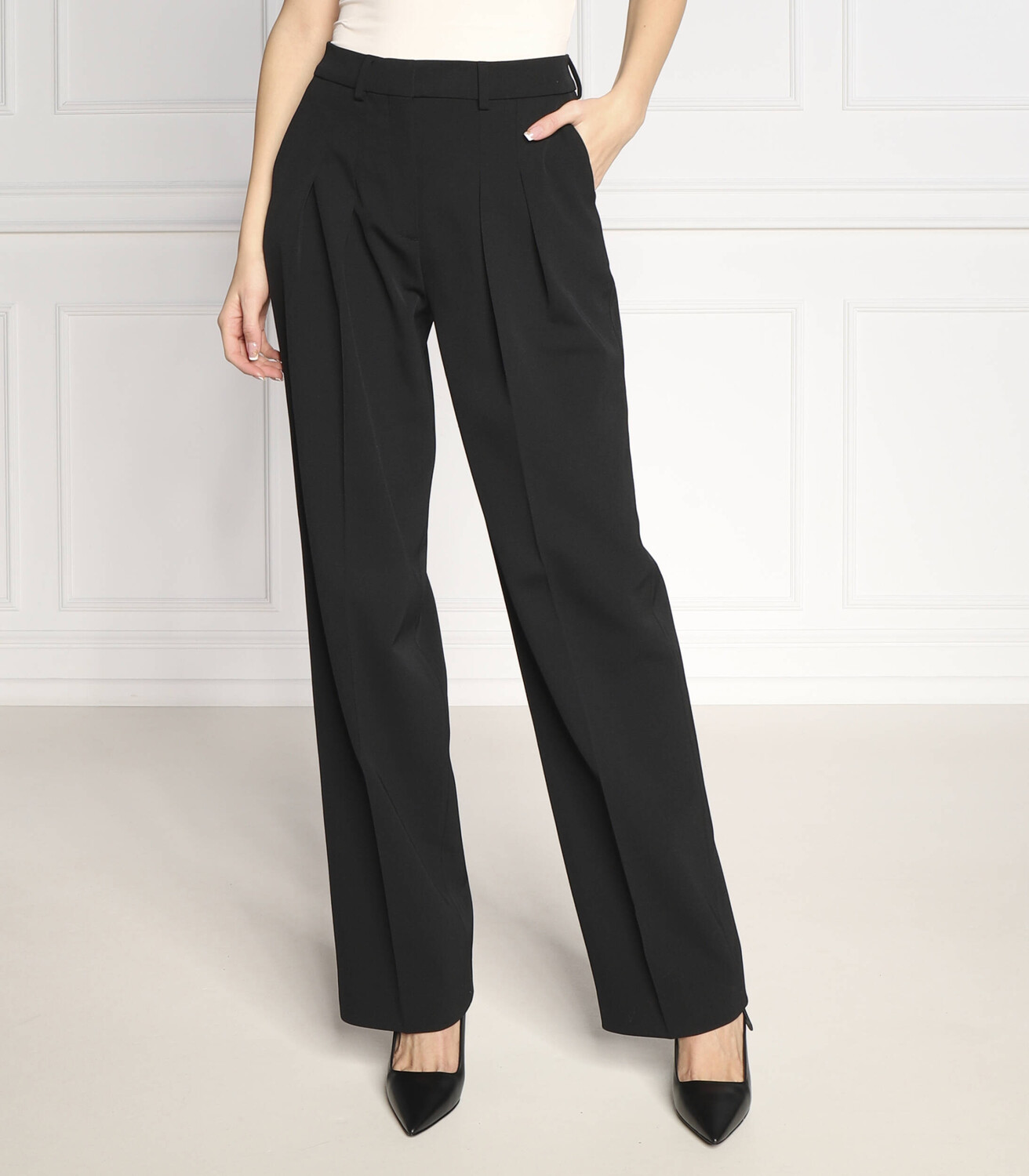 Брюки Calvin Klein TWILL PLEATED Straight fit, черный — фото 3