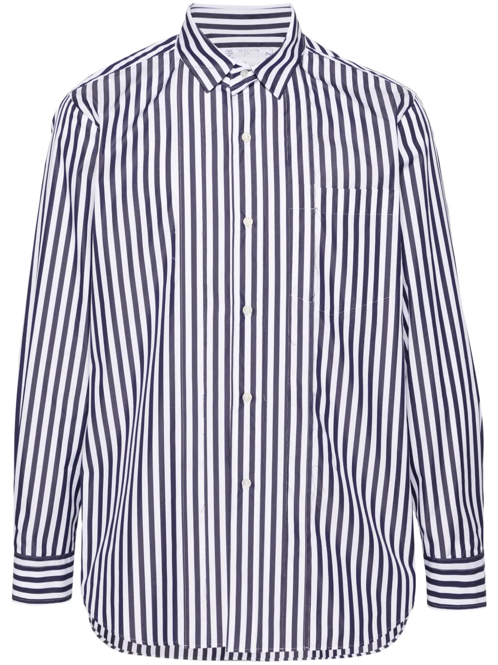 

Полосатая рубашка с защипами SACAI, синий