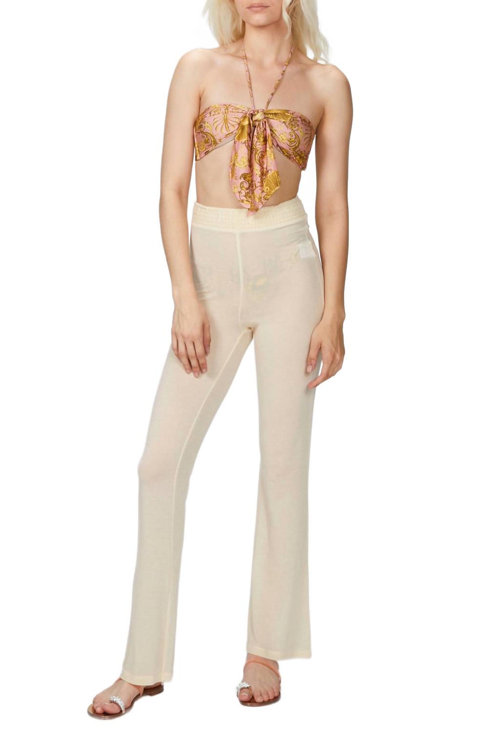 

Женские брюки-клеш со сборками в бежевом цвете WeWoreWhat