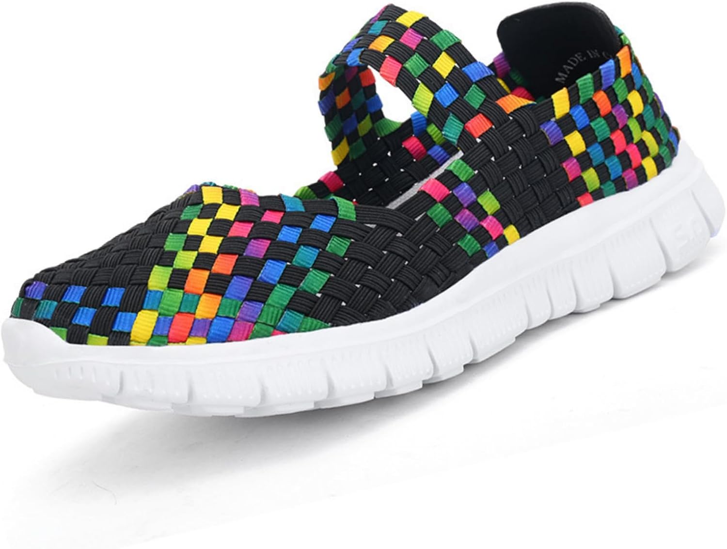 

Женские лоферы с цветными вставками и эластичной плетеной отделкой Generic, черный