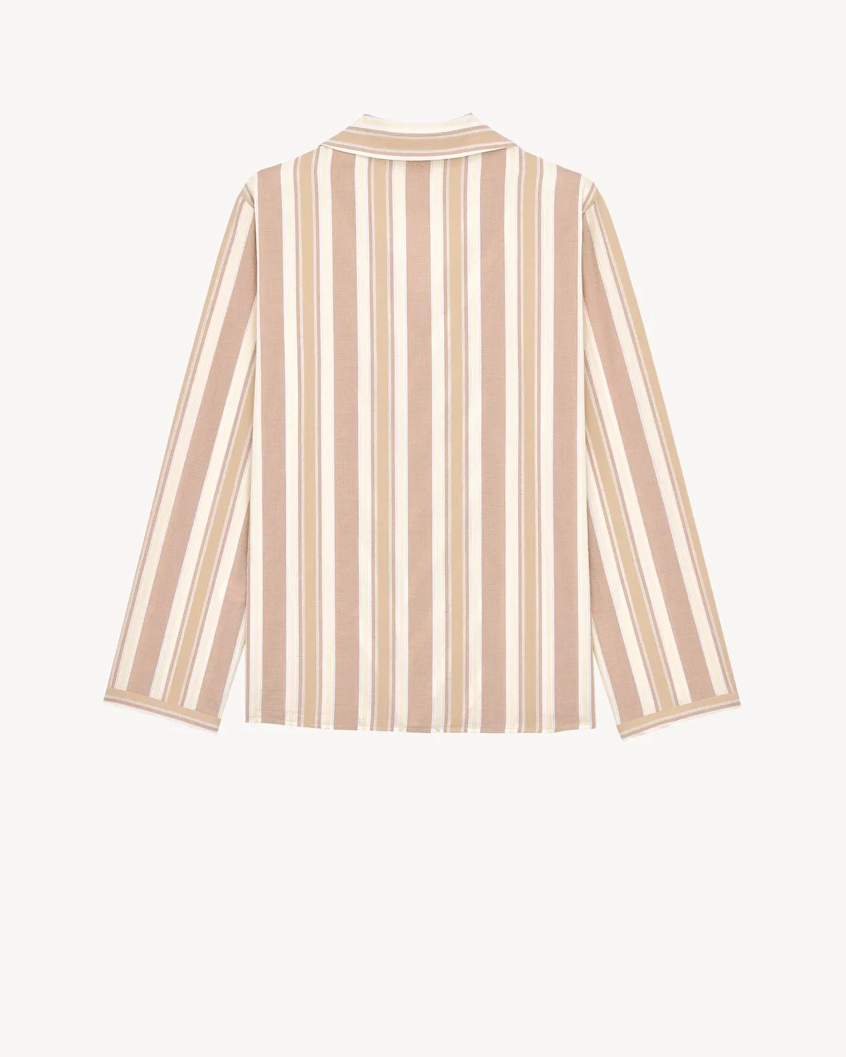 Пижамная рубашка из полосатого хлопка SAINT LAURENT, коричневый — фото 3