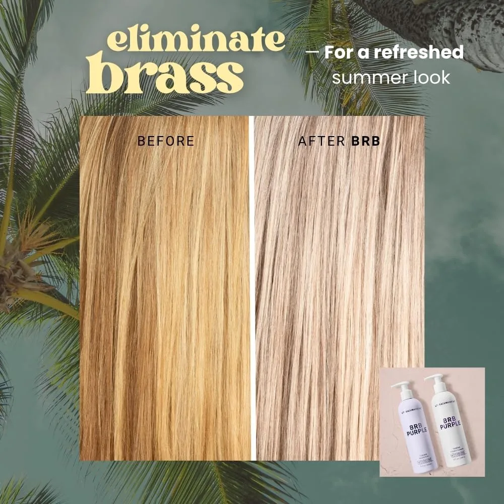 The Beachwaver Co. BRB Blonde Purple Shampoo - полный размер (340 г) | тонирующий кондиционер Anti-Brass с HiX Vegan Bond Multipliers | увлажняющая формула без сульфатов для блонда и седины, grey — фото 2