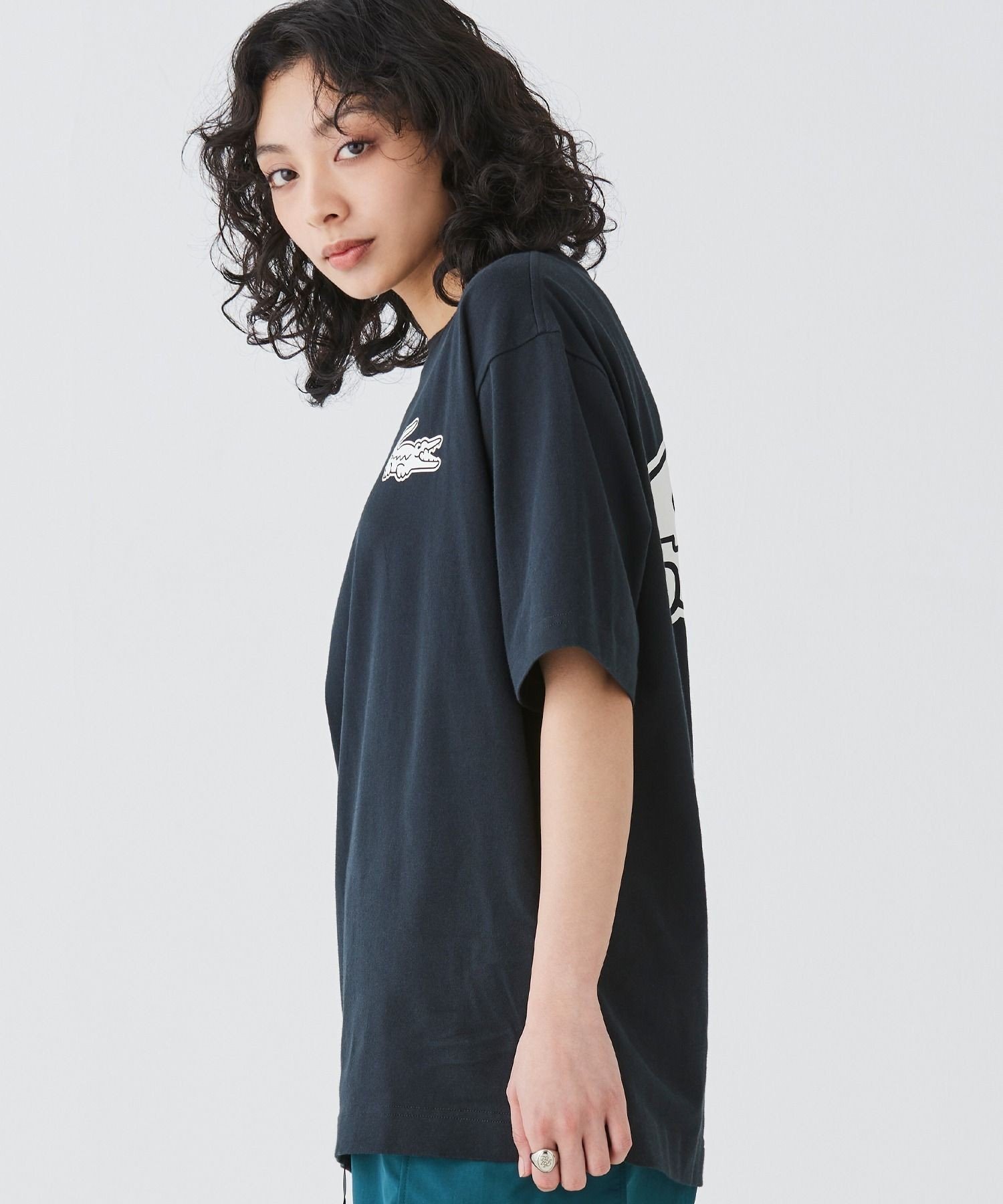 Футболка LACOSTE с увеличенным принтом на спине, Black — фото 2