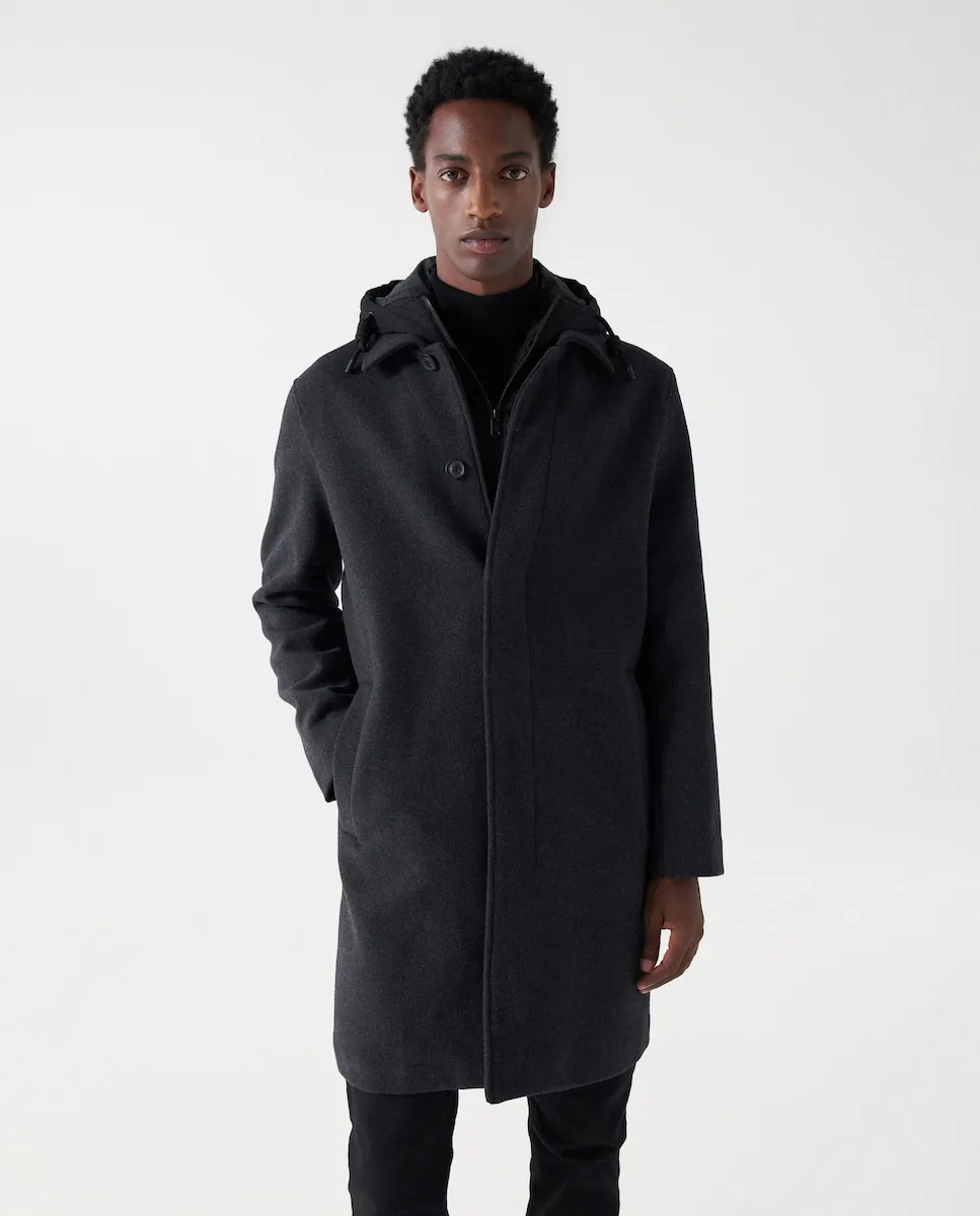 

Мужское пальто из сукна с застежкой на пуговицы серого цвета Salsa Jeans