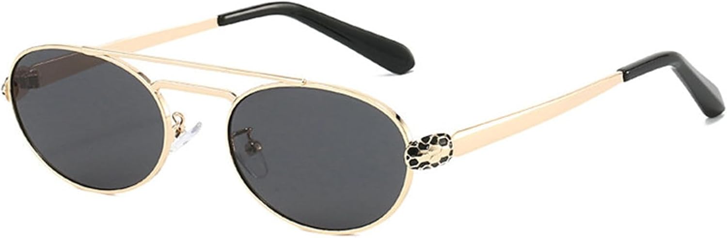 

Солнцезащитные очки Helena Retro Trendy Double Beam Oval Sunglasses для женщин и мужчин в стиле 90-х, в маленькой металлической оправе, круглые, с защитой от УФ-излучения UV400, C1