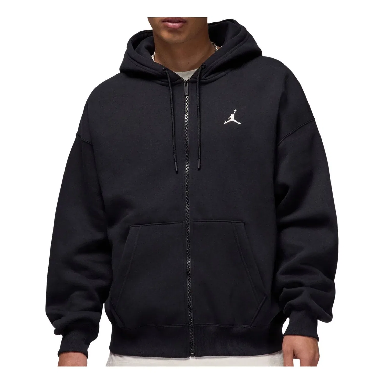 Толстовка Jordan Brooklyn Fleece Oversized Full-Zip Hoodie 'Black Sail' IB7231-010, черный