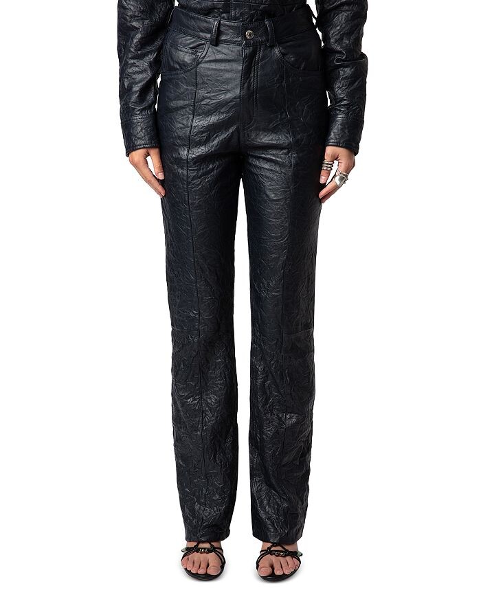 

Кожаные брюки Zadig & Voltaire Poete Cuir Froisse, синий