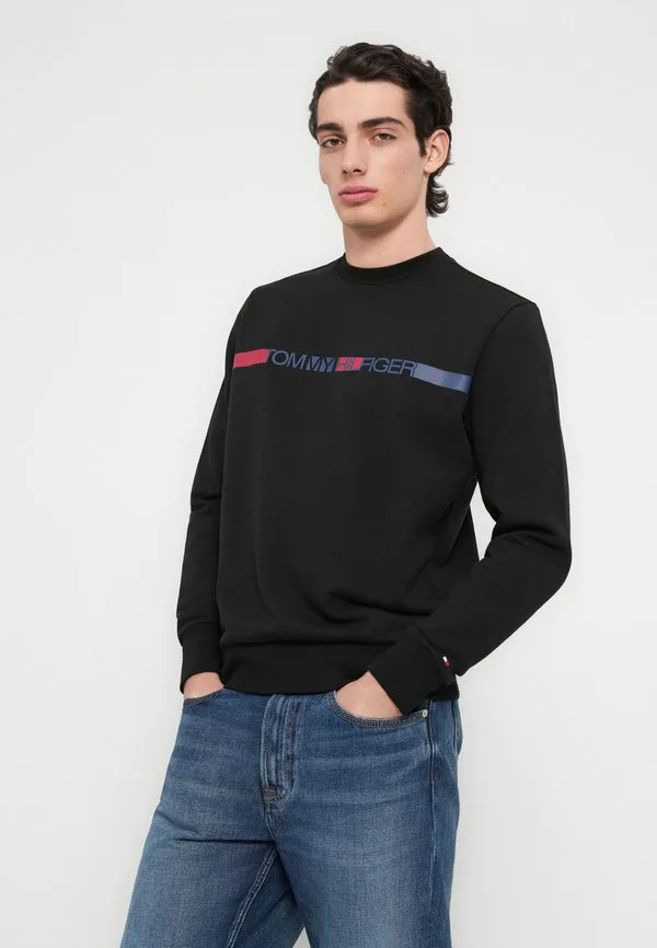 Толстовка с логотипом в полоску из французского махрового трикотажа Tommy Hilfiger, Black — фото 4
