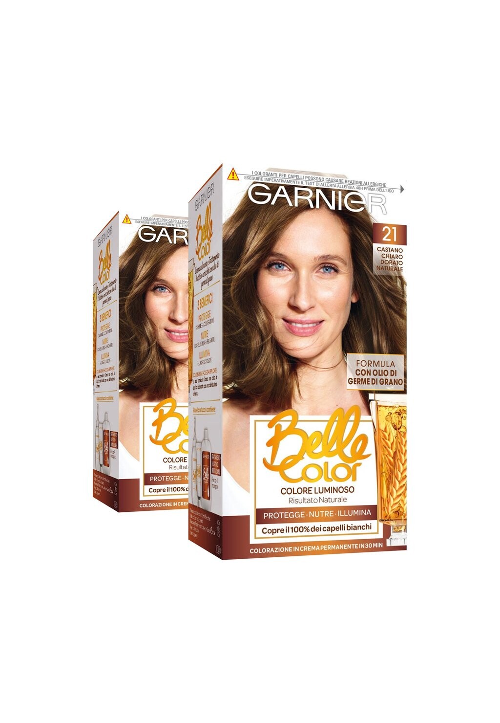 

Краска для волос GARNIER TINTA CAPELLI BELLE COLOR, COLORE LUMINOSO E RIFLESSI NATURALI, COPRE IL 100% DEI CAPELLI BIANCHI, 2 PACK Garnier, коричневый