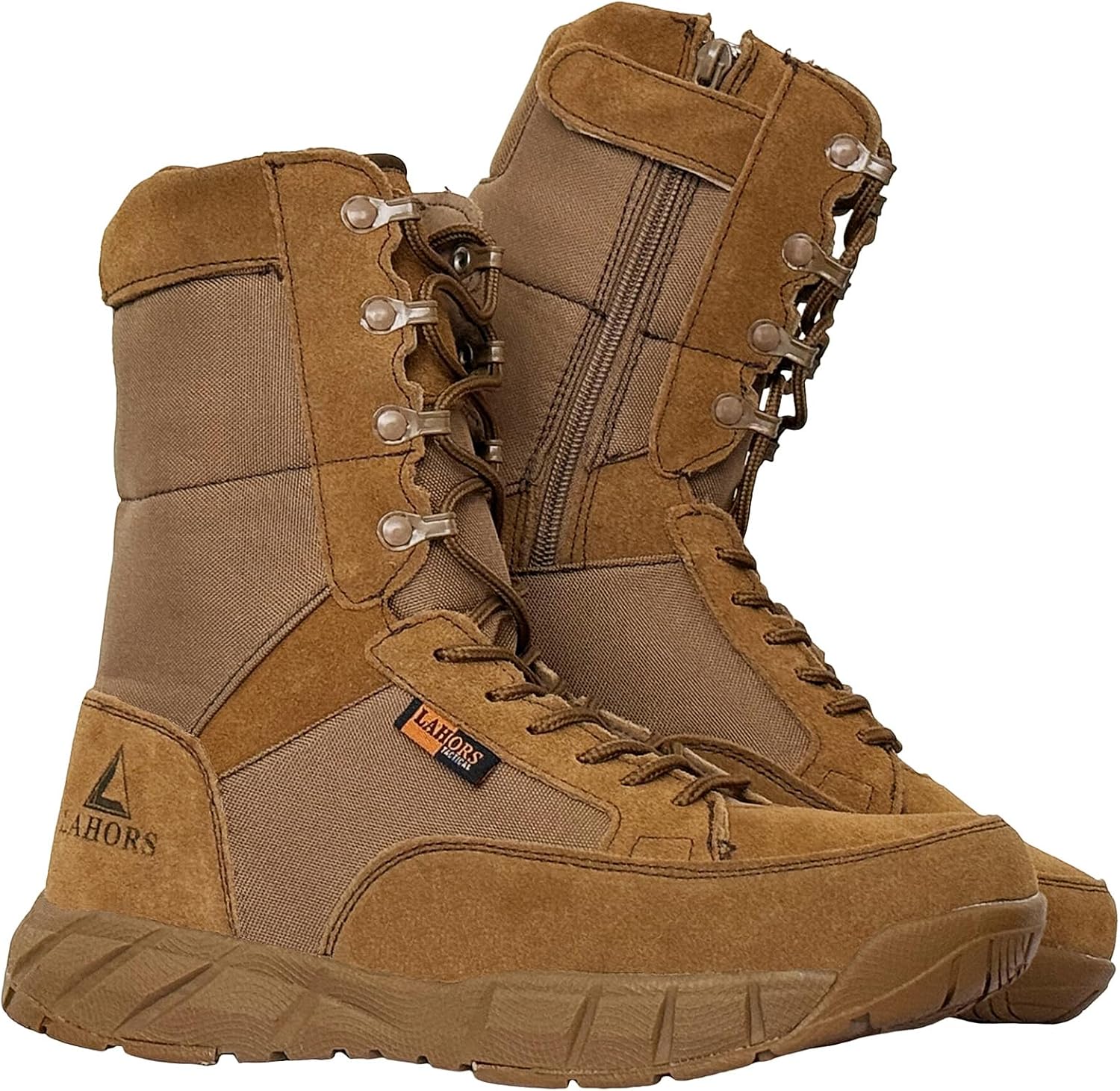 

Легкие мужские тактические ботинки LAHORS, боевые ботинки, койот-бронзовые, военные тренировочные, на шнуровке, для походов на открытом воздухе, дышащие, армейские с боковой молнией, коричневый