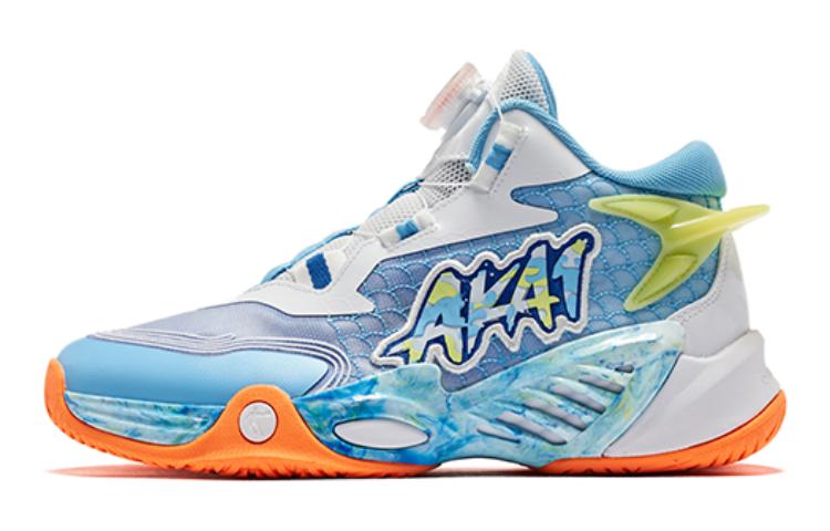 

QIAODAN Высокие детские баскетбольные кроссовки с амортизацией и износостойкостью Blue White для подростков