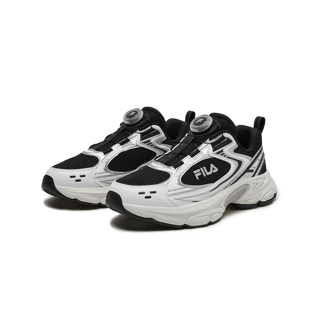 FILA KIDS Кроссовки для бега Heritage FHT Lightweight Shock Absorbers Low Top для детей, черно-белые, для подростков — фото 4