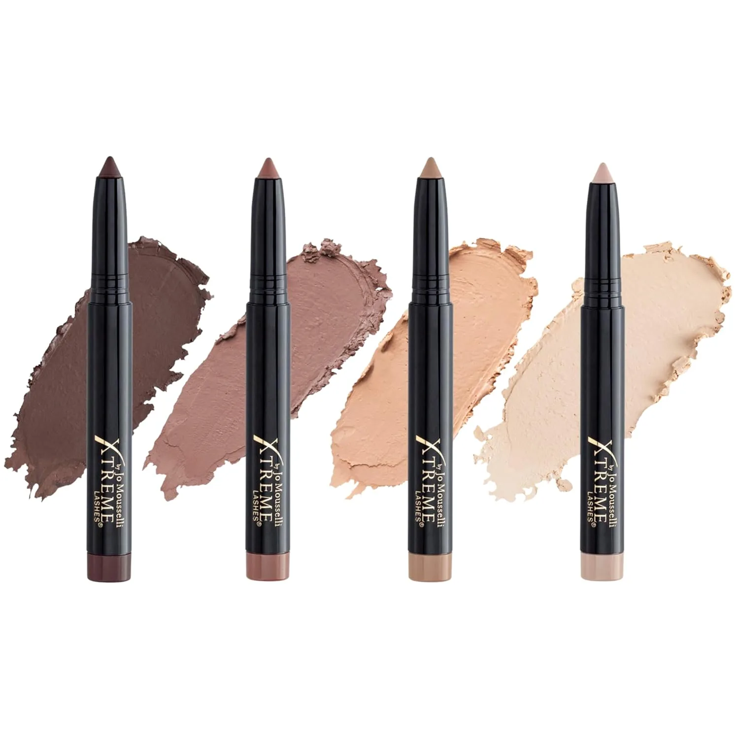 Xtreme Lashes GlideShadow стойкая подводка для век матовые нейтральные набор из 4 цветов: Chocolate, Sienna, Caramel, Nude, легкая крем-пудра, без осыпания, безопасно для наращивания ресниц, Matte Neutrals