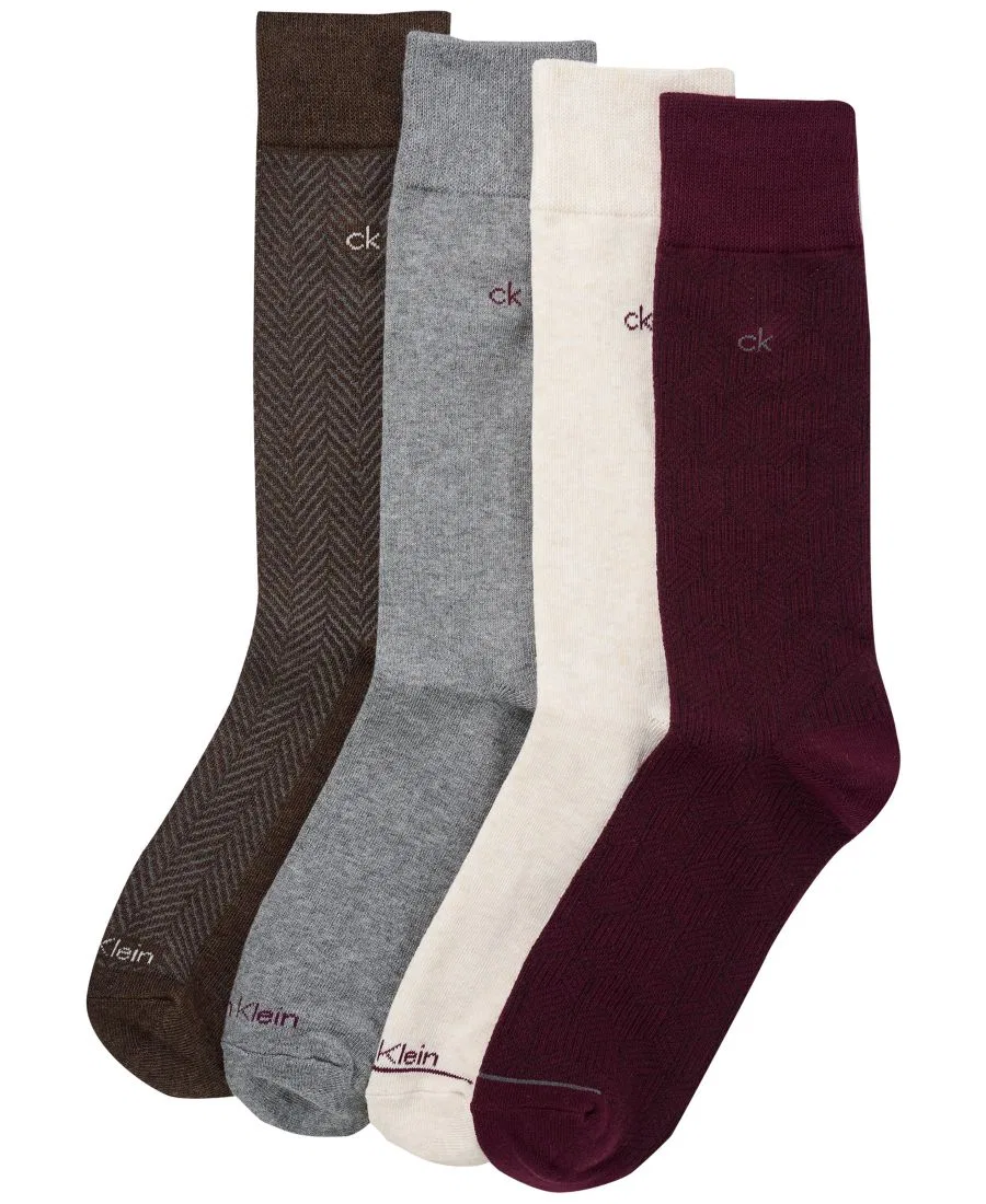 Мужские плоские вязаные носки (комплект из 4 пар) Calvin Klein, Wine Assorted — фото 2