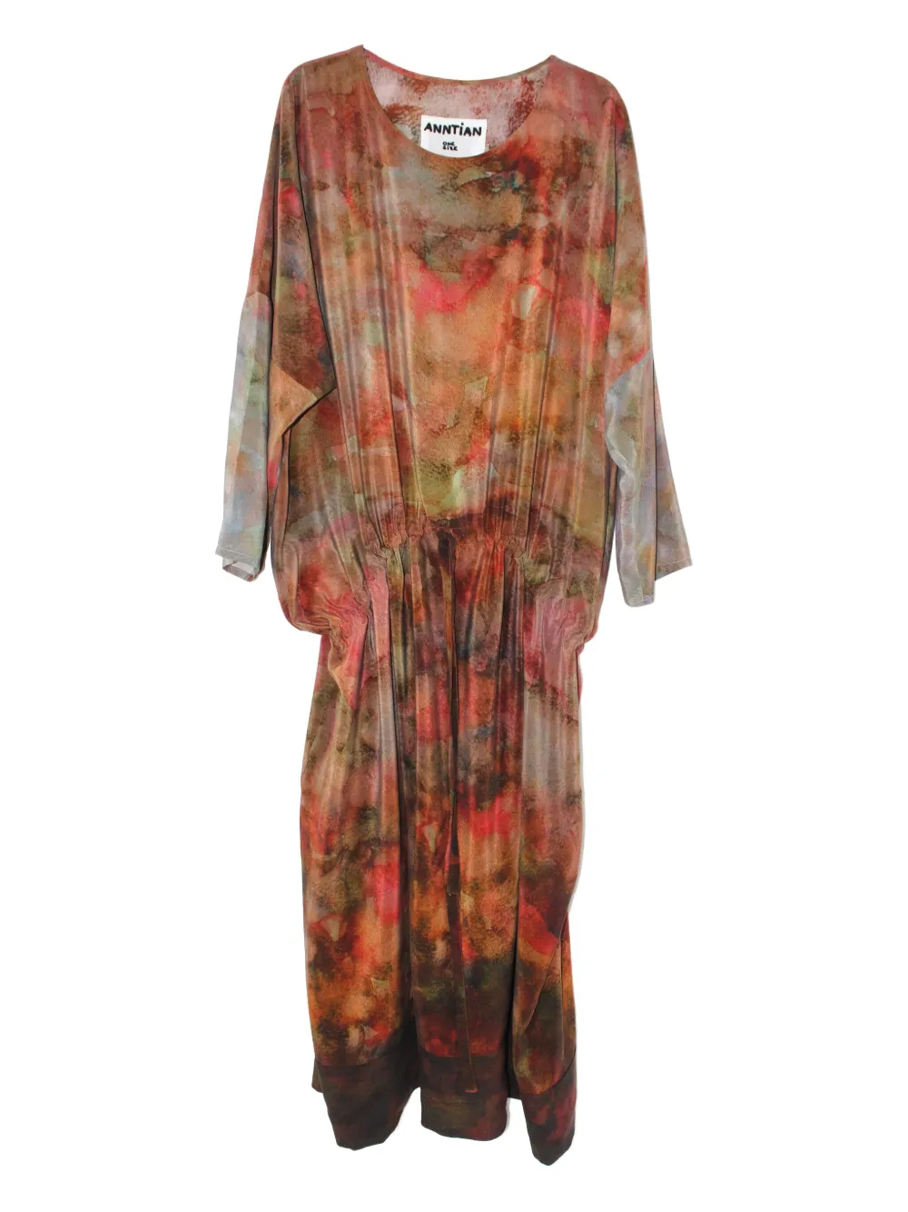 

Платье миди с кулиской и принтом Anntian, коричневый