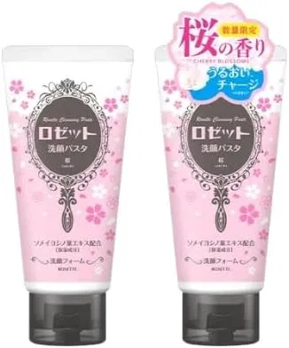 Набор для ухода за кожей Rosette Face Wash Pasta с ароматом цветущей сакуры, 2 шт, 120 г, розовый