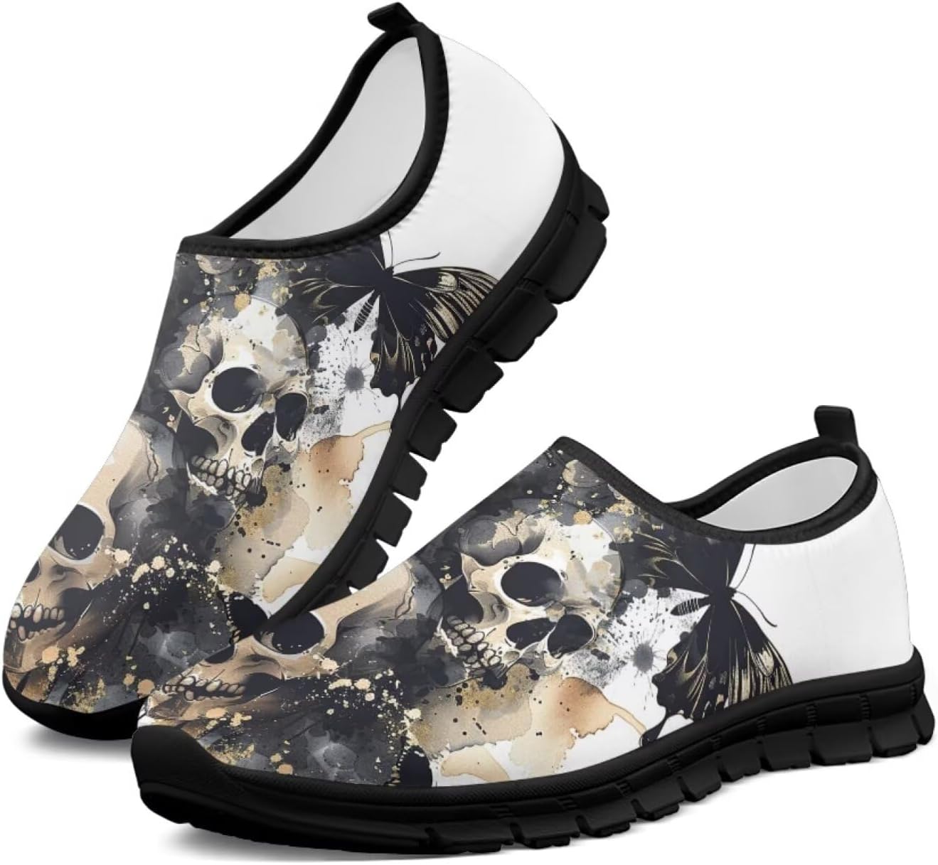 

Мокасины с принтом черепа Hsaiyjsp для мужчин и женщин, кроссовки без шнурков, дышащие обувь для бега и ходьбы, Skull