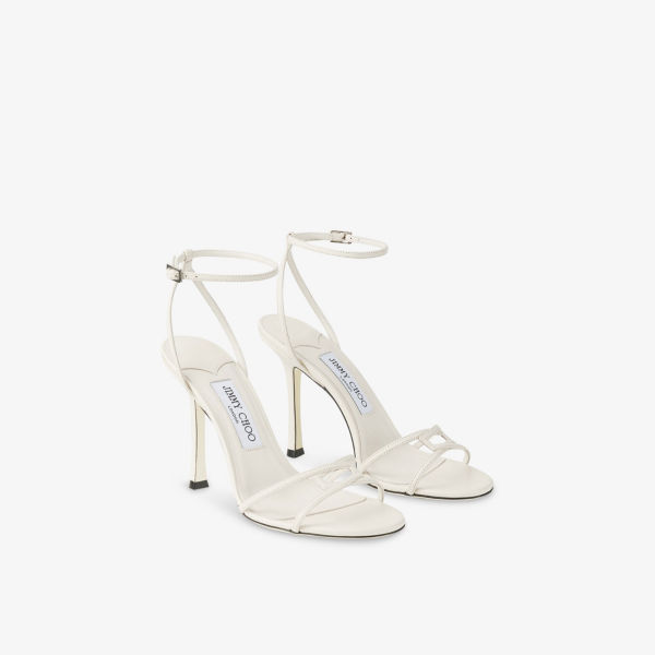 Босоножки кожаные Jimmy Choo Leo 100 на каблуке, светло-кофейный — фото 4