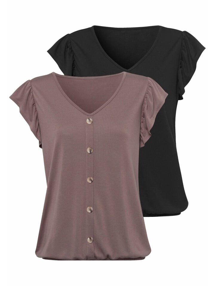 

Футболка LASCANA, цвет taupe, schwarz