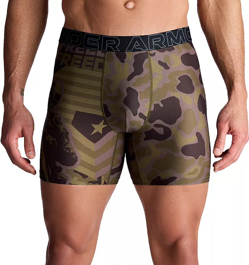 

Мужские боксеры Under Armour Performance Tech Mesh 6 дюймов с графическим рисунком, цвет Marine Od Green